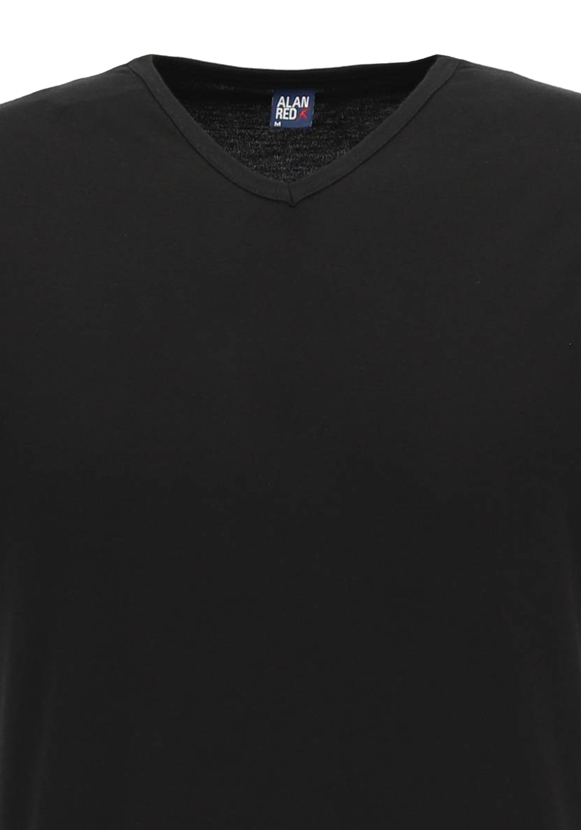 ALAN RED T-shirts Vermont (2-pack), V-hals, zwart 